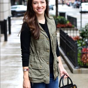 Utility Green Embellished Vest
